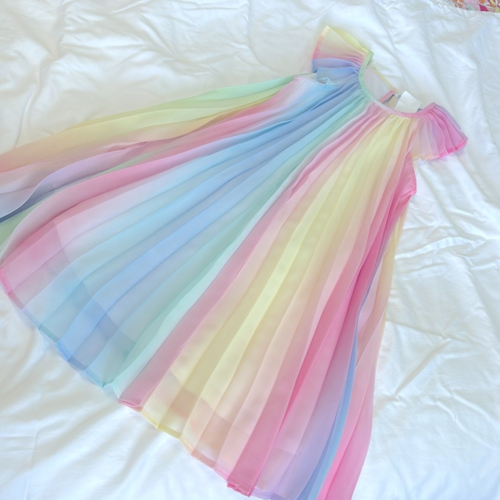 Kids Sz 6 Pastel Rainbow Dress